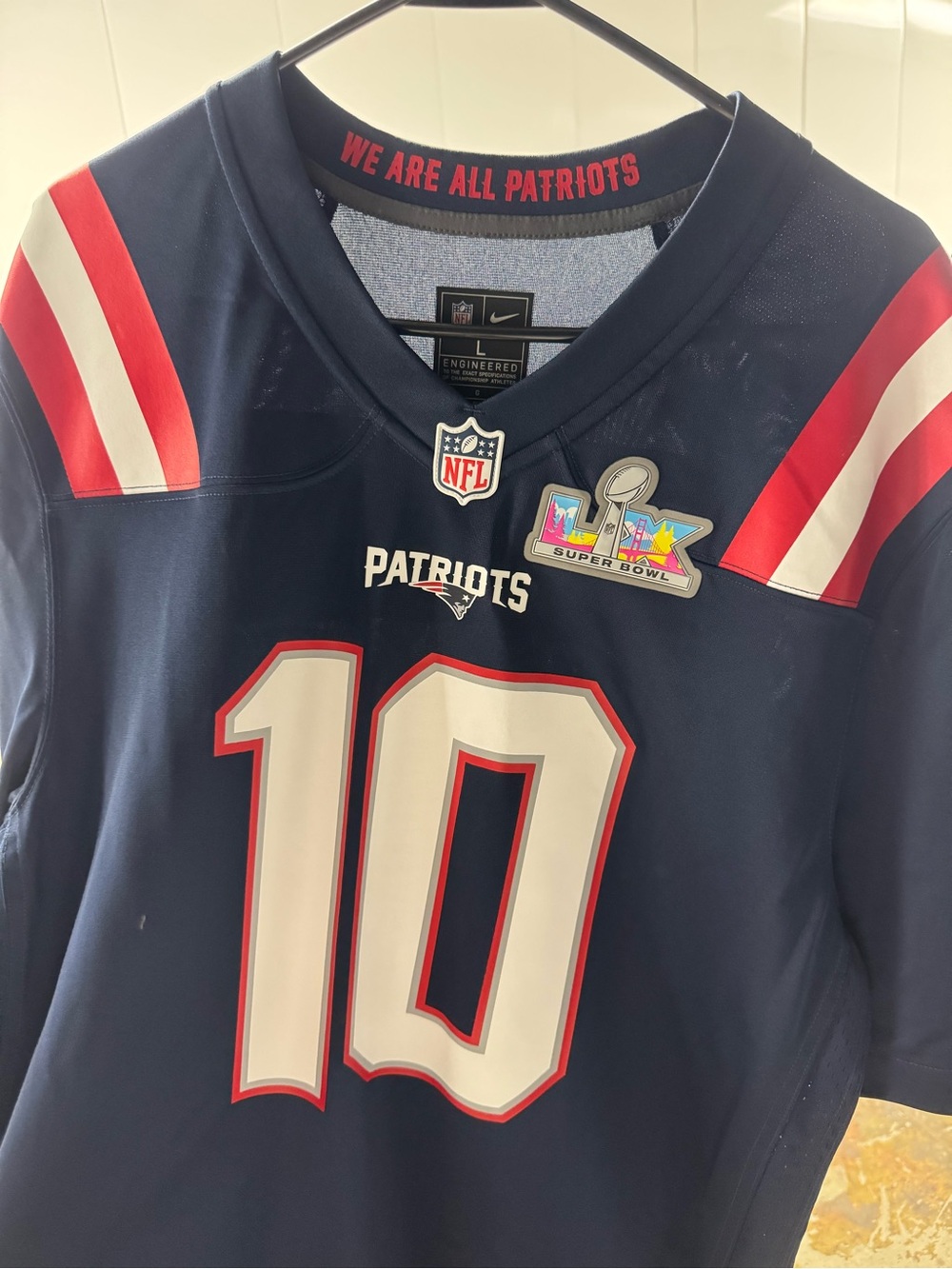 Drake Maye New England Patriots Super Bowl Jersey